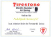 Дистрибьюторский сертификат FIrestone