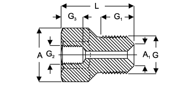 Схема переходника с метрической и дюймовой трубной резьбой