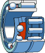 комбинированный игольчатый роликоподшипник совмещенный с радиально-упорным шарикоподшипником