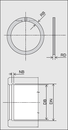 схема внутренних двухвитковых стопорных колец FEY