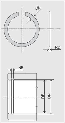 схема внутренних двухвитковых стопорных колец FEY