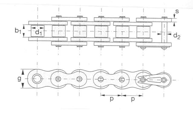 схема роликовой цепи